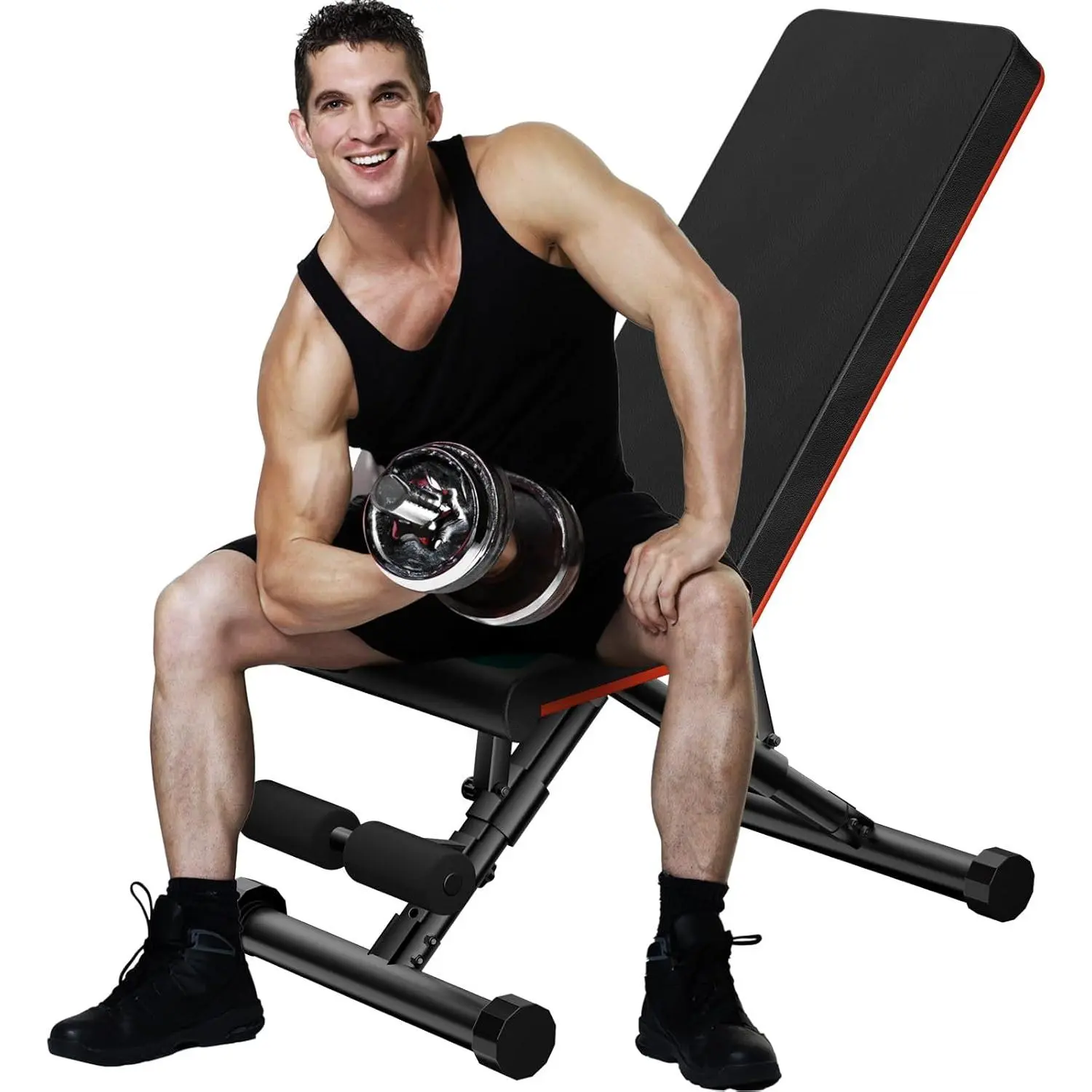 Adjustable Ab Workout Bench for Home Gym, Foldable Core Training Bench with 9 Backrest Positions, Incline Decline Sit Up Bench for Abs & Full Body Exercise, 795LBS Capacity