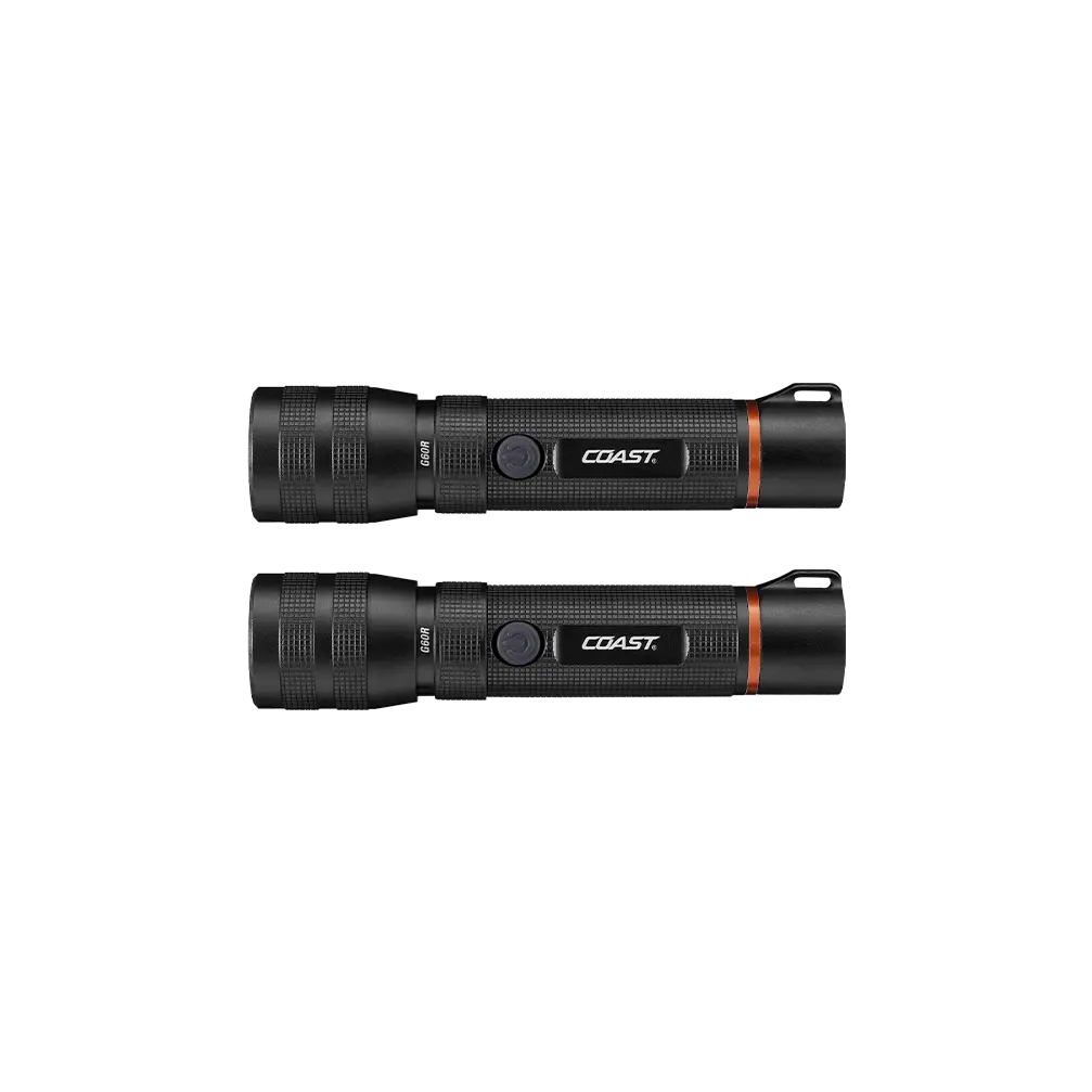Coast G60R 1000 Lumen Waterproof Rechargeable LED Flashlight, 2-Pack