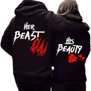 Her Beast His Beauty Couple Hoodie Matching Outfits For Couples Valentine Day Gifts Anniversary Shirts Trending Couple Medium
