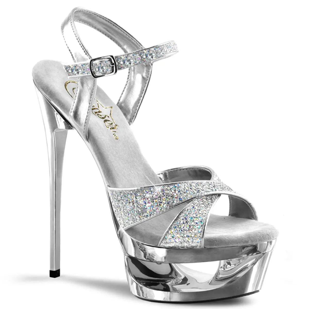 Women's Platform High Heel Sandals - Cross-Strap, 6.5" (16.5cm), Comfortable Elegant Fashionable Party Footwear (Eclipse-619G), Elegant Fashionable Sandals, Crisscross Sandals, Dressy Platform Sandals