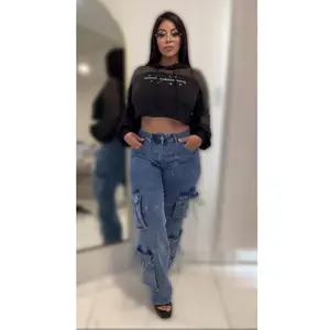 Pretty high rise cargo jeans