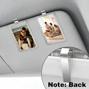 UFORU 2 PCS Vertical Car Sunshade Photo Frame Clip - Acrylic Snap Clip Universal Fit for Cars, Holds 2.36*3.54in (6*9cm) Photos, DIY Customizable Car Decor, Perfect Gift for Couples, Family, Pet Memorabilia