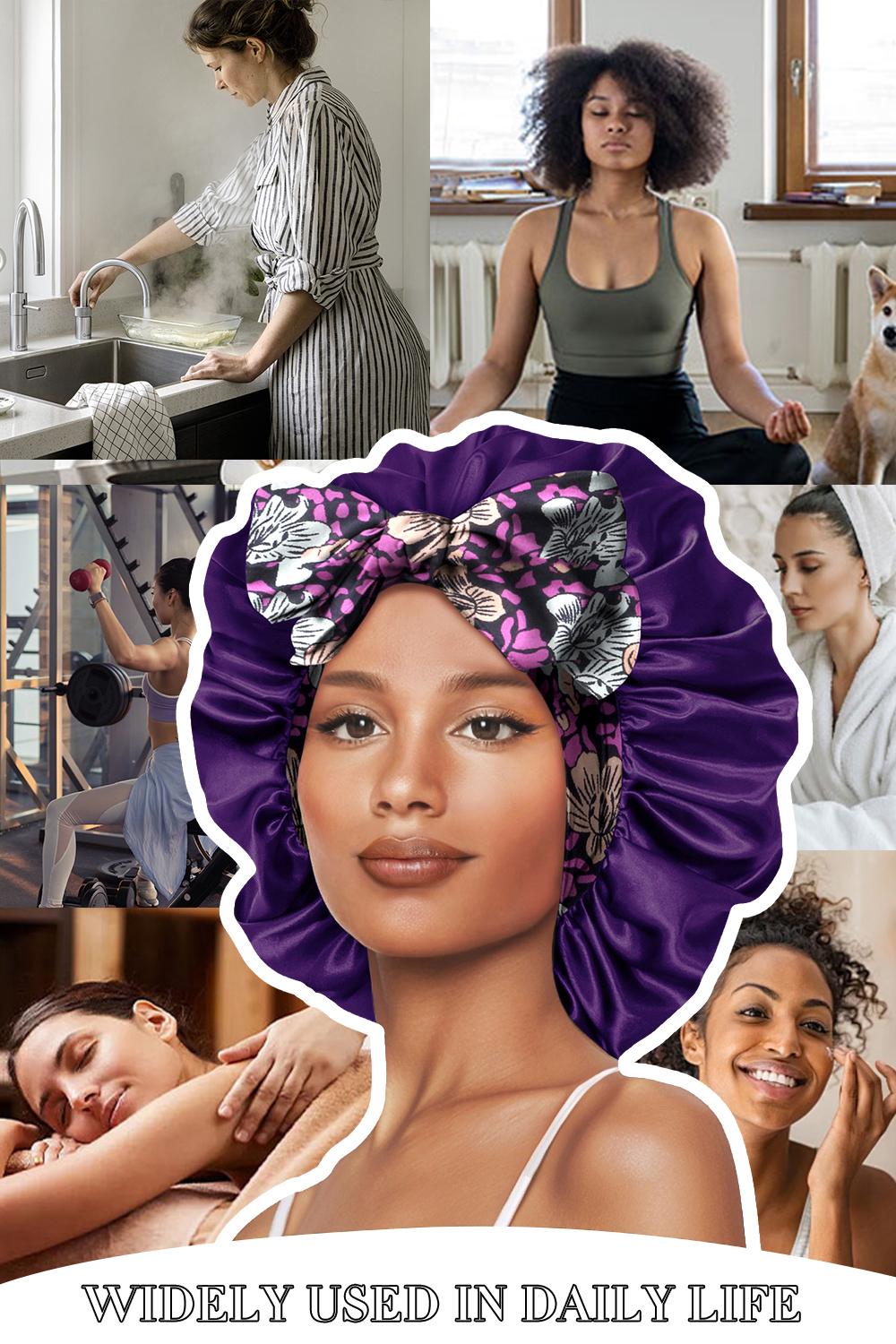 SeSe Code Satin Bonnet for Sleeping Double Layer Satin Lined Hair Bonnet with Tie Band Bonnets for Women Natural Curly Hair  Haircare