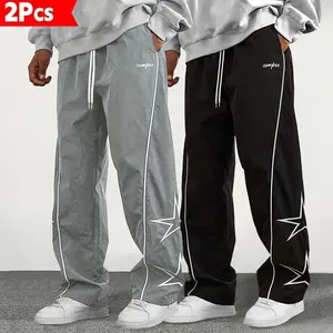 Men's new spring casual sweatpants are matched with fashionable star-shaped printing patterns; the fabric is comfortable and breathable, and it adopts a drawstring belt design, which is suitable for daily casual wear.The loose version is perfect for men.