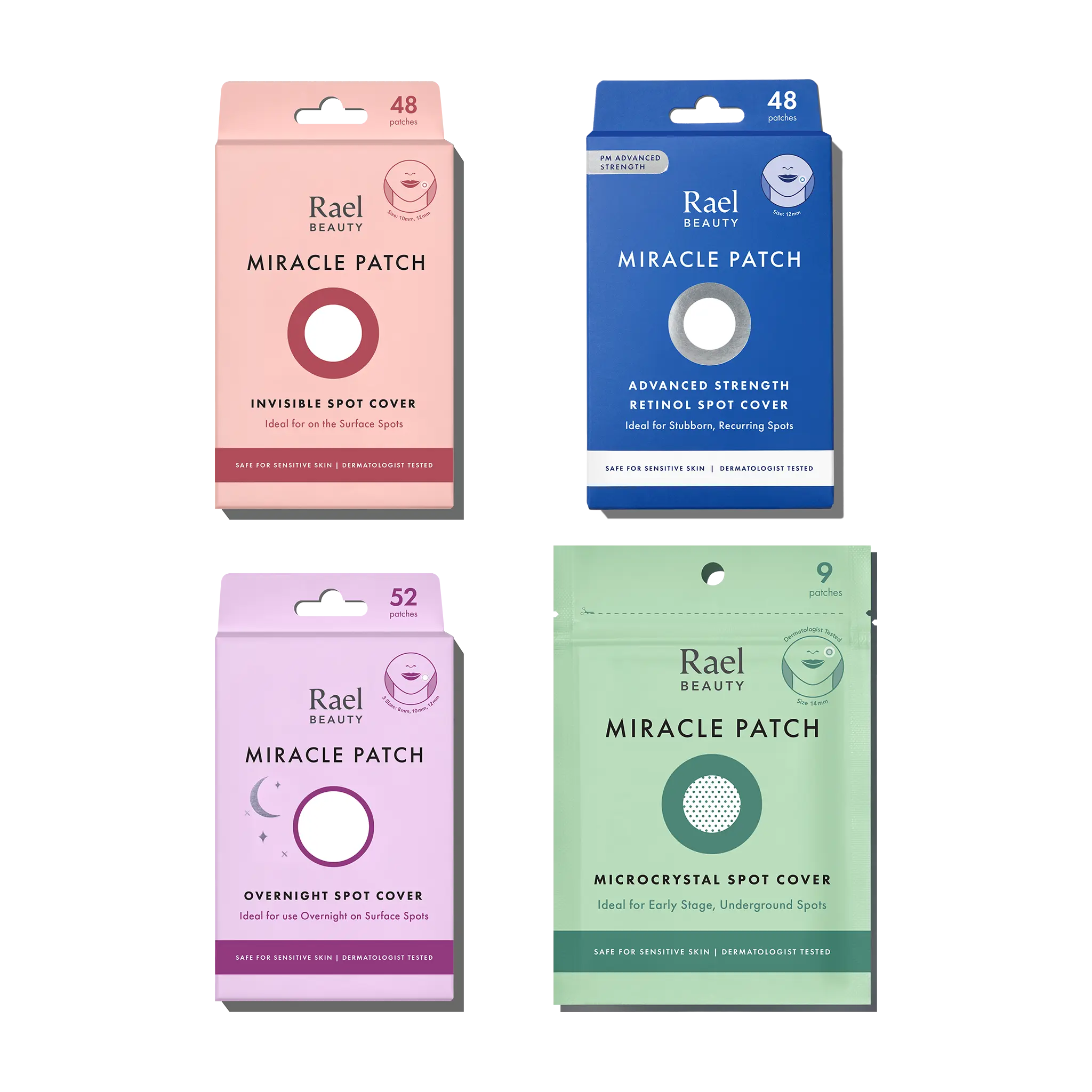 Rael Beauty Breakout Patch Kit - Advanced Strength Retinol, Hydrocolloid, Microcrystal Invisible Pimple Patches for Face with Tea Tree, Hyaluronic Acid-Infused Acne Repair & Blemish Treatments