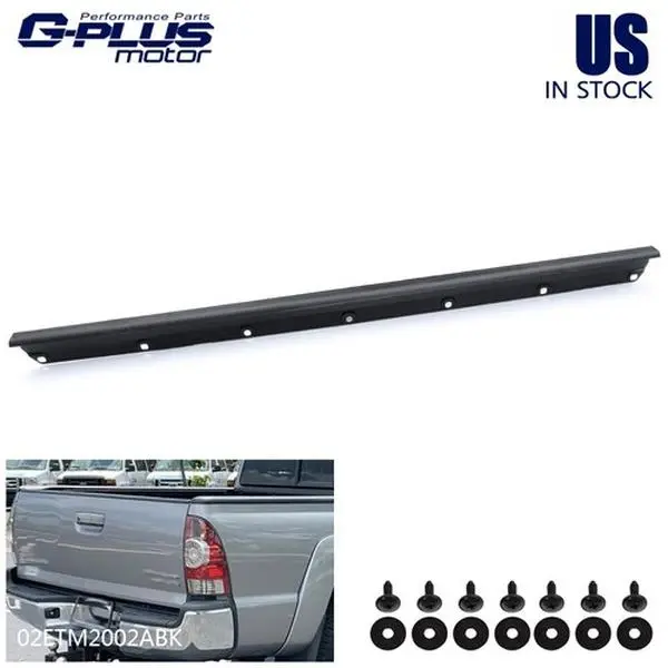 GPLUS ABS Plastic Chrome Tailgate Top Cap Protector Molding - 1 PC Lightweight Paint-Ready Vehicle Exterior Trim, Compatible with 2005-2015 Toyota Tacoma Truck Accessories