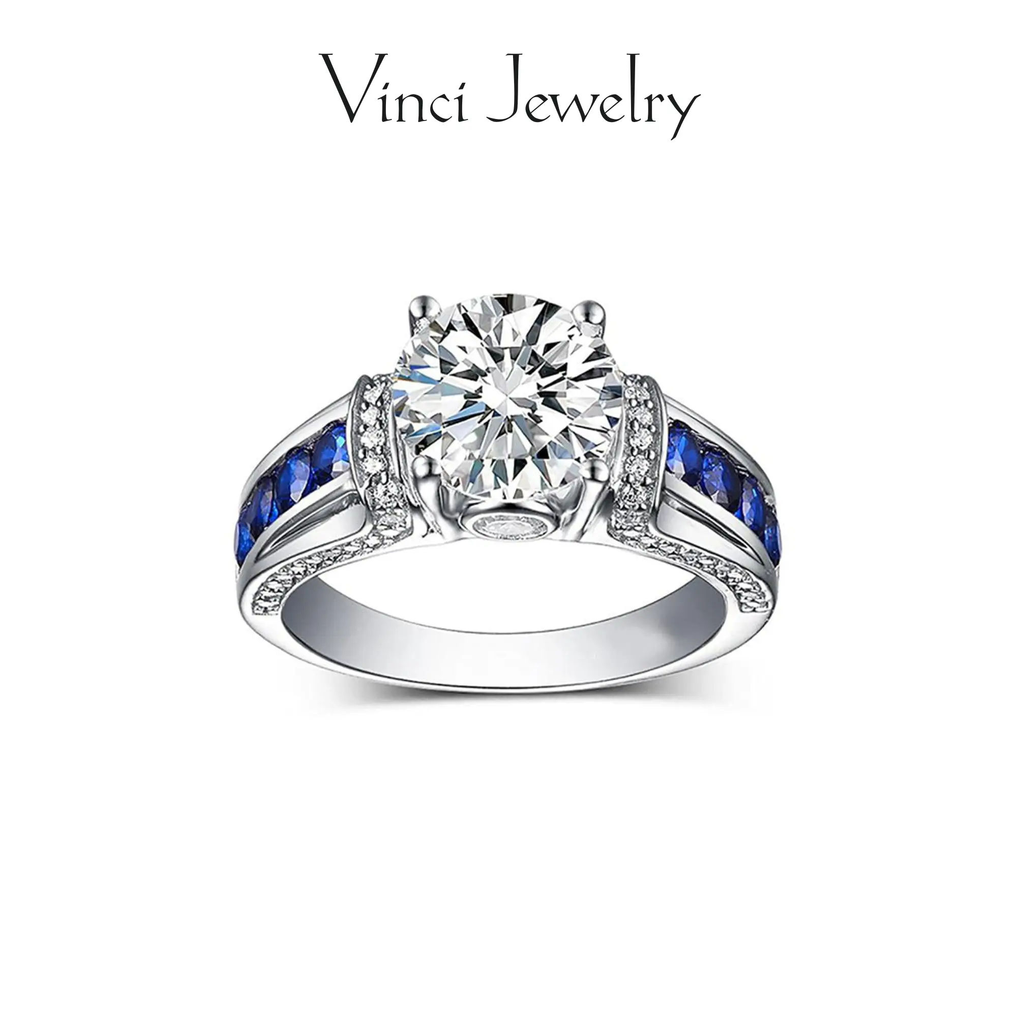 925 Cut CZ Ring with Synthetic Sapphire Ring, Elegant and Luxurious Zirconia Jewelry for Women, Engagement Ring for Girls, Wedding Ring for Lover, Perfect for Suit and Daily Wear, Birthday Gift for Friends with Box