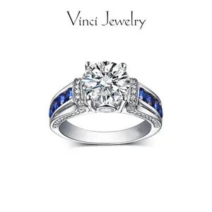 925 Cut CZ Ring with Synthetic Sapphire Ring, Elegant and Luxurious Zirconia Jewelry for Women, Engagement Ring for Girls, Wedding Ring for Lover, Perfect for Suit and Daily Wear, Birthday Gift for Friends with Box