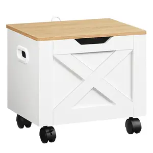 MAHANCRIS Rolling Filing Cabinet, Small File Cabinet Under Desk with Single Drawer, Hanging File Organizer for A4/Letter-Size Documents, Organizer Box, for Home Office, White and Natural #SpringSale #BigSpringSale