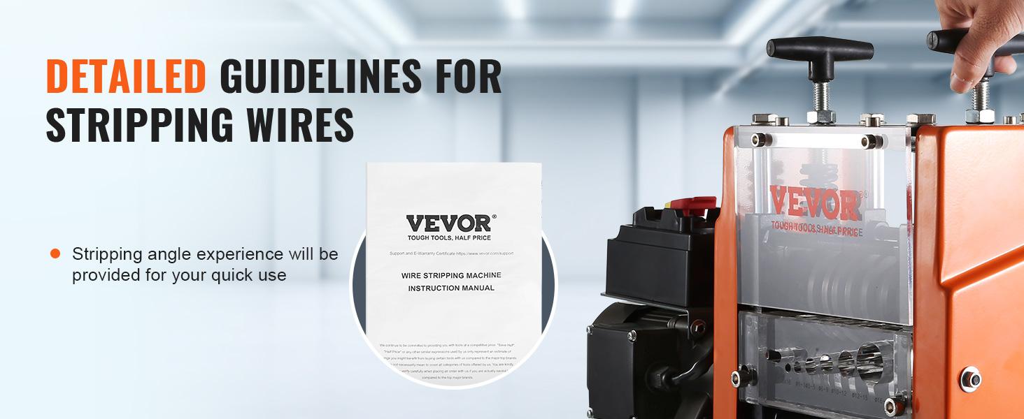 VEVOR Electric Cable Stripping Tool,  0.06''-0.98'' Motorized Wire Stripper, 60W, Features Clear Depth Gauge, Includes 6 Circular & 1 Flat Channels for Efficient Copper Wire Recycling  VEVOR Super Brand Day
