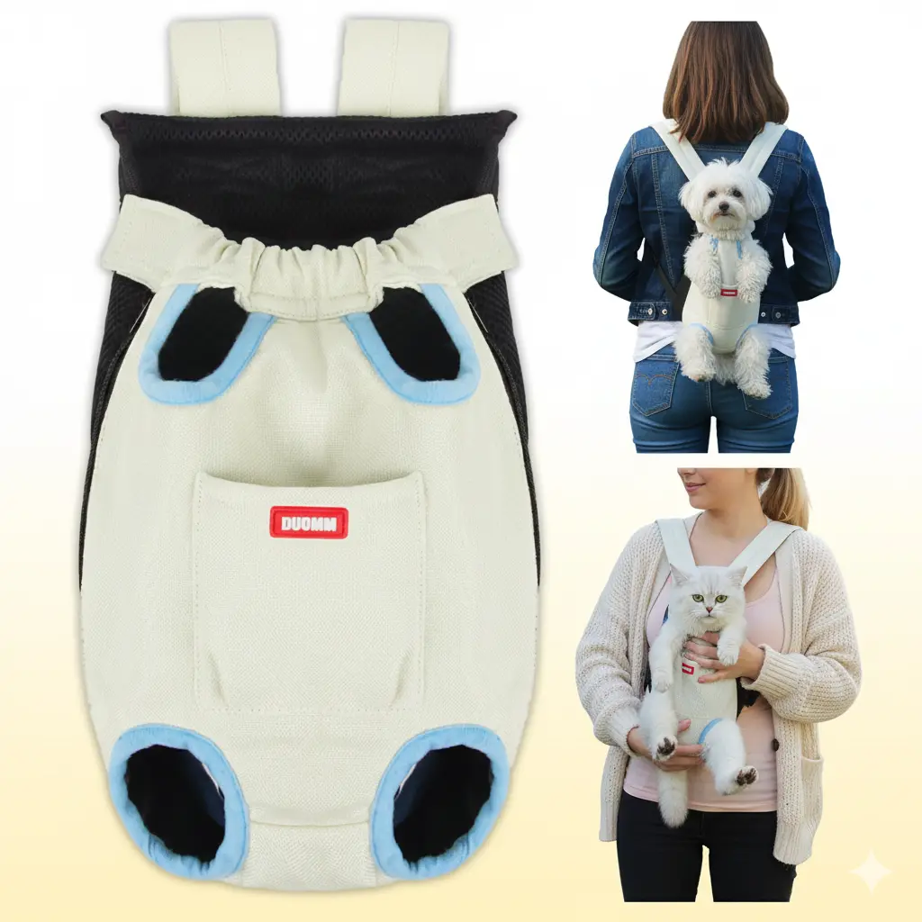 SmartWell Hands-Free Pet Backpack, Puppy Carrier & Outdoor Animal Carrier for Small Dogs & Cats with Adjustable Legs-Out Design, Zippered Front Pouch, Mesh Panels, Hook-and-Loop Closures for Travel & Hiking
