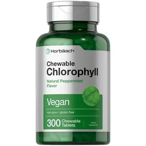 Horbäach Chlorophyll Pills | 300 Chewable Tablets | Natural Peppermint Flavor | Vegan, Non-GMO & Gluten Free Supplement