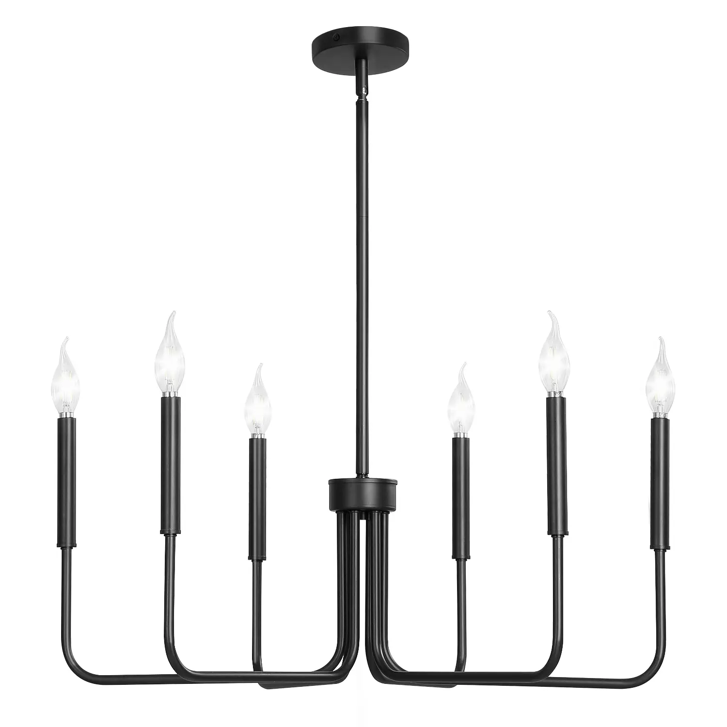 【Summerfinds】VEVOR 6-Light Chandelier,Black Farmhouse ChandelierAdjustable HeightDining Room Hanging Light Fixture for CeilingsModern Chandelier for BedroomFoyerHallKitchenLiving Room and Entryway, Lighting, Lights For Bedroom