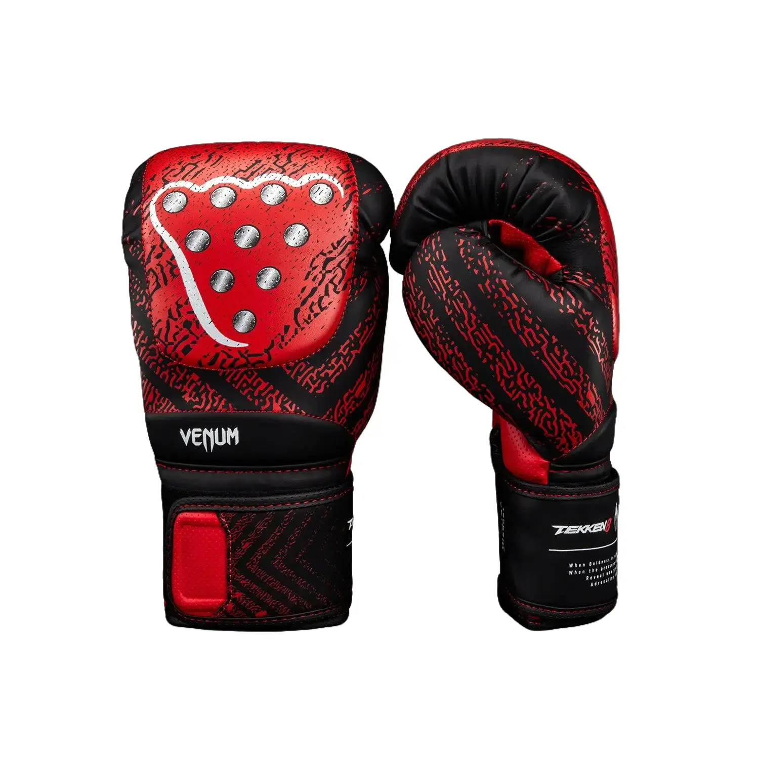 Venum x TEKKEN 8 Kazuya Edition Boxing Gloves, Crackled Graphic PU Leather Protective Gloves with Adjustable Wrist Strap for Martial Arts, Protective Sports Gloves