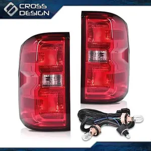 CROSSDESIGN Tail Lights Lamps Fit For 2014-2019 18 Chevy Silverado 1500 2500 3500 w/ Harness