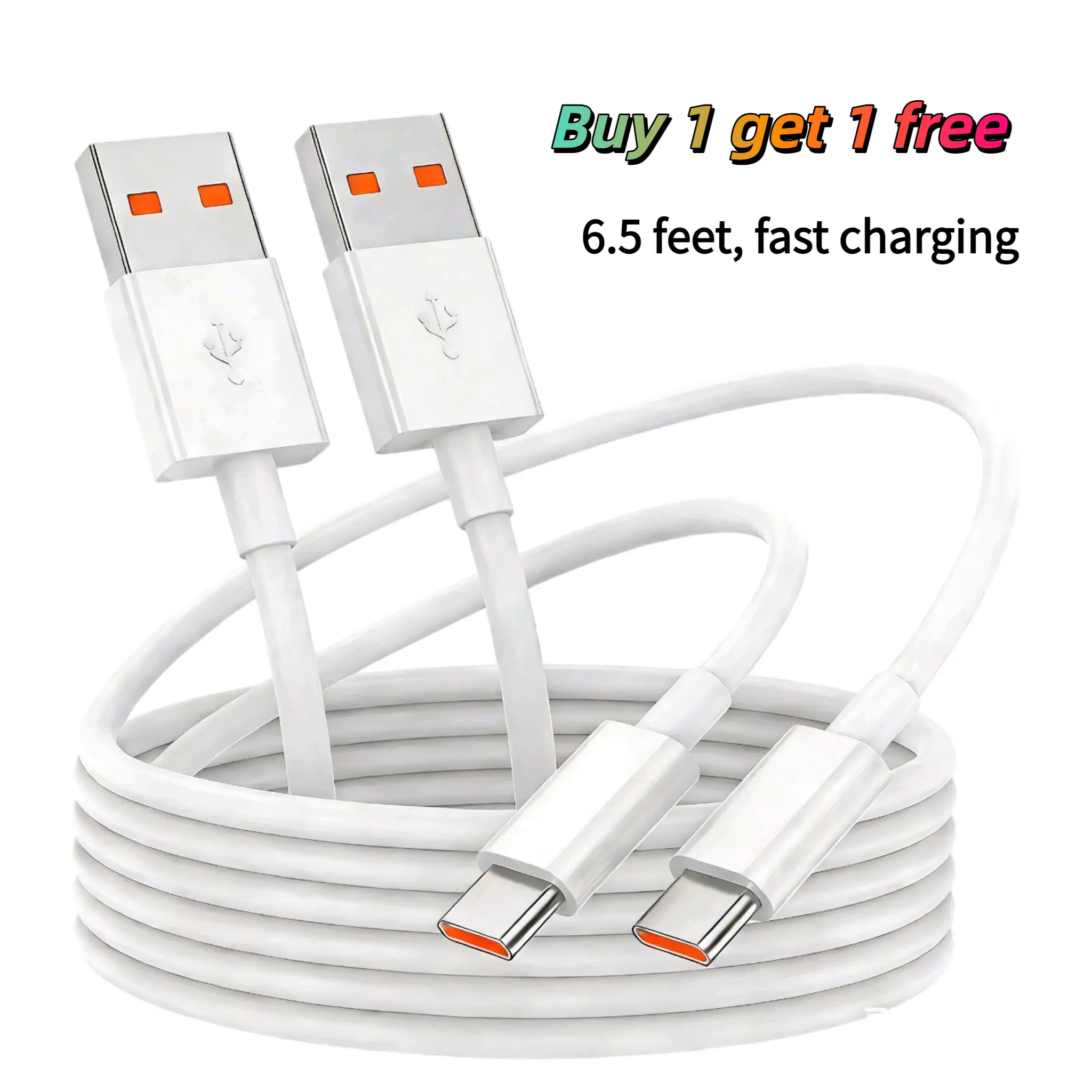 Fast Charging USB-A to USB-C Cable 2-Pack (6.5 ft Length) with Plug, Car Accessories Fast Chargers, CarPlay Support, Compatible with iPhone 15/16/17 Series, iPad Pro 12.9/11, Air 5th/4th Gen, Mini, Tablet, Mobile Phone
