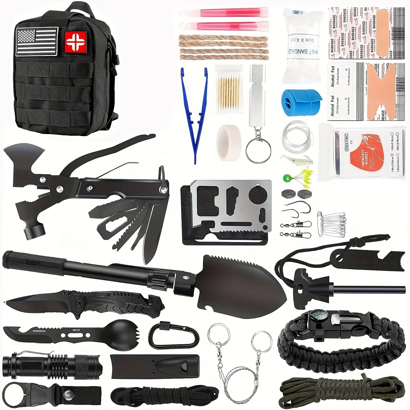 149-in-1 Survival Kits Gifts for Father's Day Military-Grade Survival Gear Backpack for Outdoor Adventures, Disaster Preparedness, Car/Home/Office Emergency Kit with First Aid Supplies Valentine's Gift for BF Husband