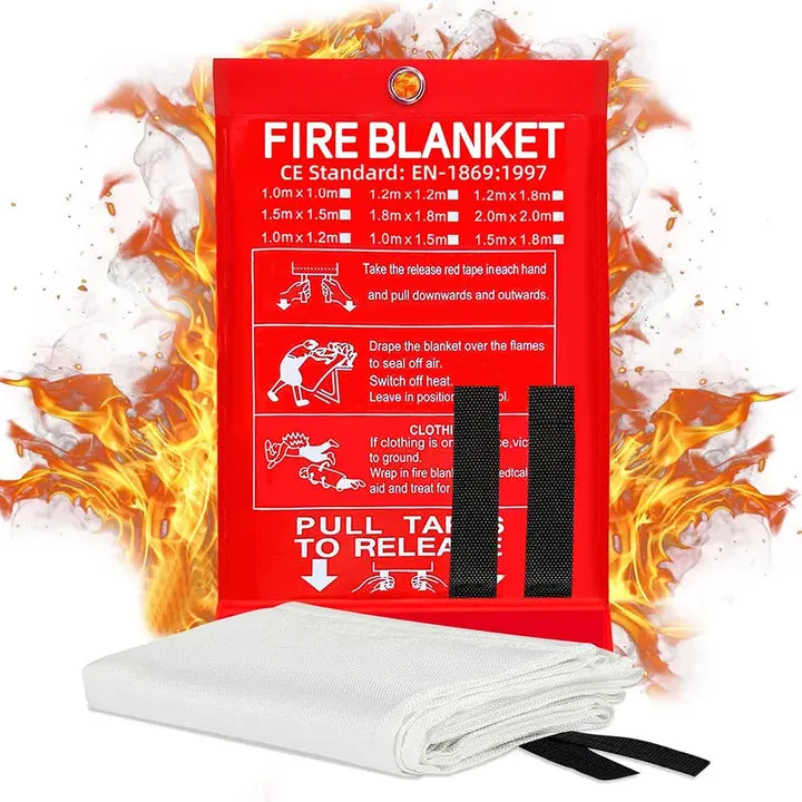 Fireproof Blanket, Flame-Retardant Emergency Tool for Camping, Hiking, Sports & Outdoor Safety Gear, Survival Supplies, Fiberglass