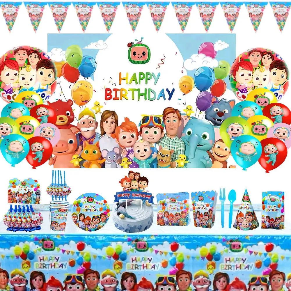 (002 ilusion)Disposable Party Supplies Set - Paper Plates, Cups, Tablecloths, Napkins, Cake Topper for Birthday Party Favors & Decorations