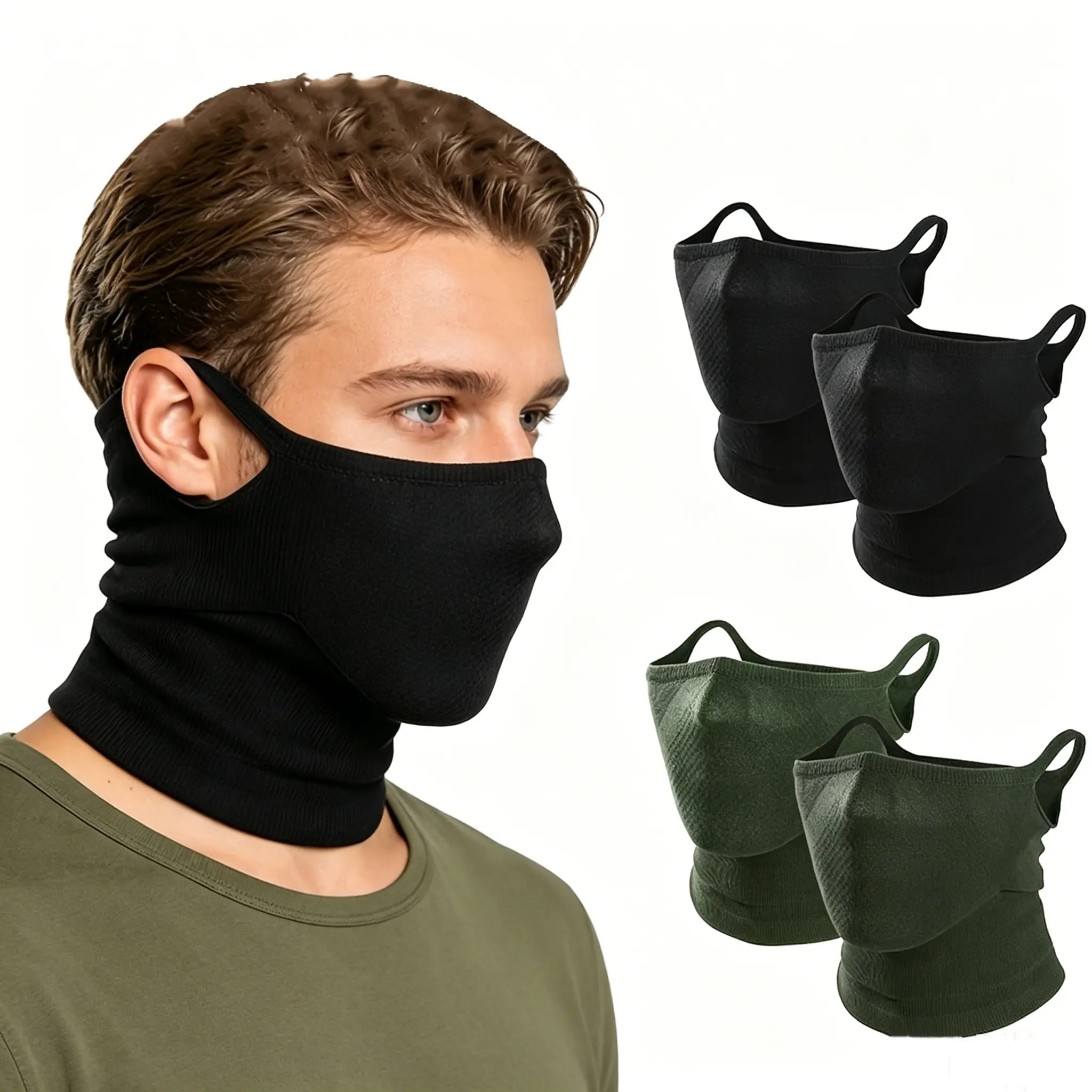 Unisex 2-Pack Stylish Neck Gaiters with Ear Loops - Breathable Geometric Half-Face Masks, Breathable Face Covers & Mask, Lightweight Outdoor Gear for Cycling, Hiking, Athletic Face Masks