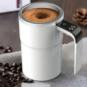 Automatic Stirring Cup, Rechargeable Automatic Stirring Coffee Cup, Portable 304 Stainless Steel Coffee Mug With Temperature Display, USB Rechargeable, 155mAh Battery, ABS Material, For Home And Office Use