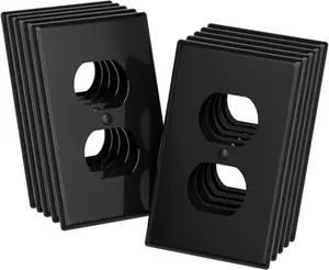 Black Outlet Covers - Duplex Receptacle Wall Plates, 1-Gang Standard Size Outlet Wall Plates, PC Material, Durable Wall Plates for Electrical Outlets (Blake) OuuKoo