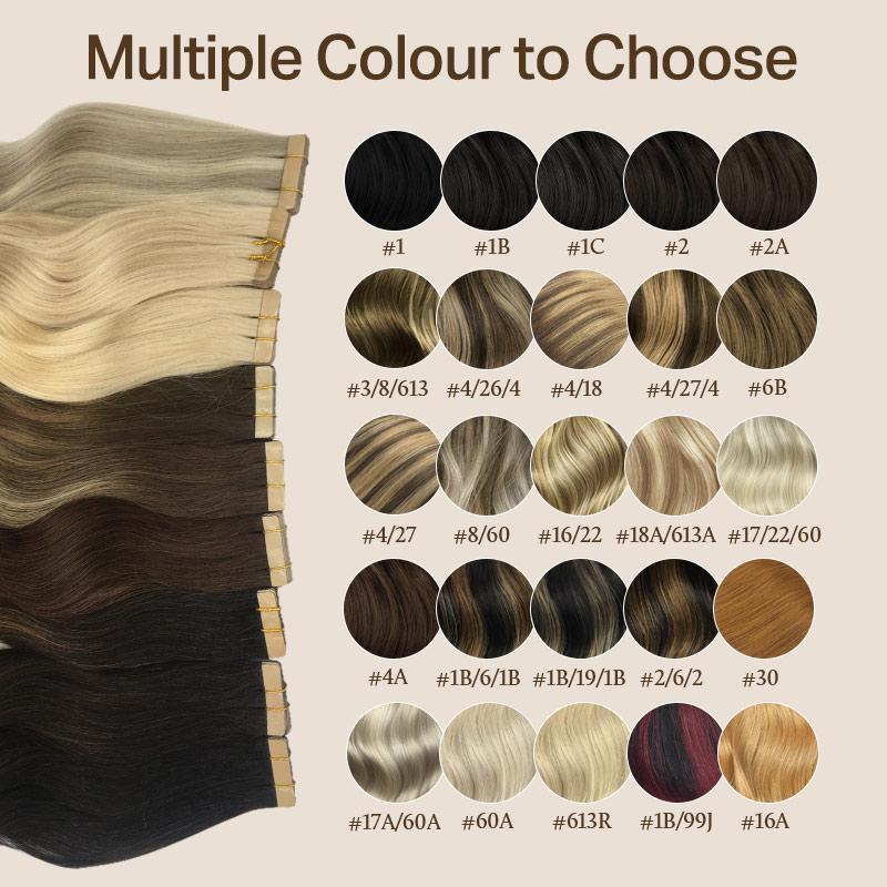 Doores Tape in Remy Human Hair Extensions Natural Straight 14-24" Length for Everyday Use Doores Tape in Remy Human Hair Extensions Natural Straight 14-24" Length for Everyday Use