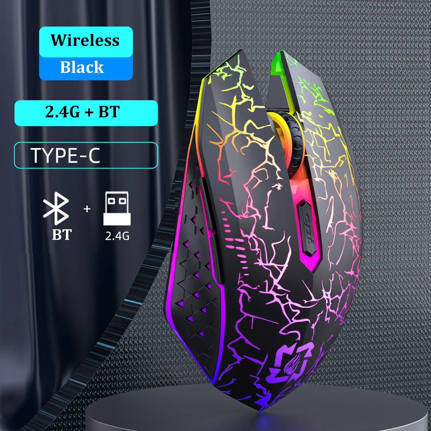 backlit Bluetooth 5.2 Mouse RGB 2.4G Wireless Mouse Dual-Mode Gaming Mouse 6 Buttons Silent Mouse For MacBook Tablet Laptops Computer