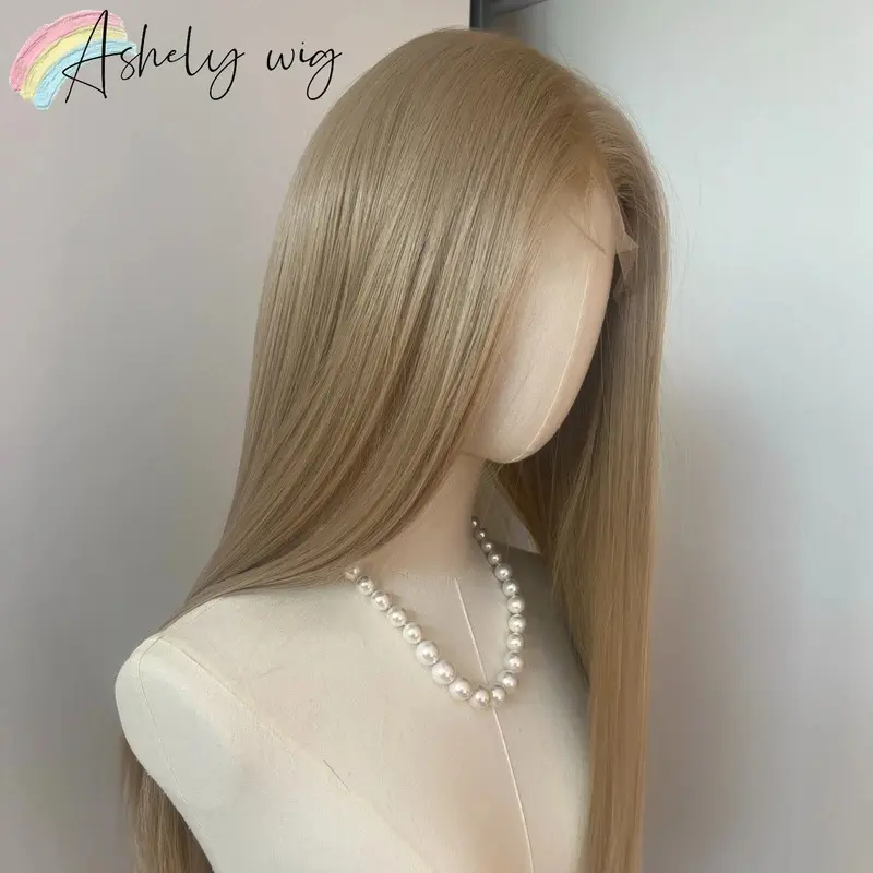 2026 New Ashely Platinum Blonde Wig 26inch 13x4 Lace Front Wig Long Straight Synthetic Lace Wigs High temperature Fibers for Cosplay
