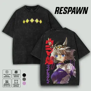 Oguri Cap Uma Musume: Clnderella Gray Graphic Tee featuring Double-Sided Print Wash T-shirt Menswear Casual men Soft graphic tee Cotton Fabric Top Streetwear graphic tee merch unisex