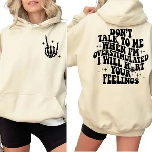 Don’T Talk To Me When I’M Overstimulated Hoodie, Funny Introvert Quote Back Print Sweatshirt, Neurodivergent Humor Graphic Overstimulated Mom Sweatshirt: Anti Social Moms Club, Unisex Sweater Pullover Tee