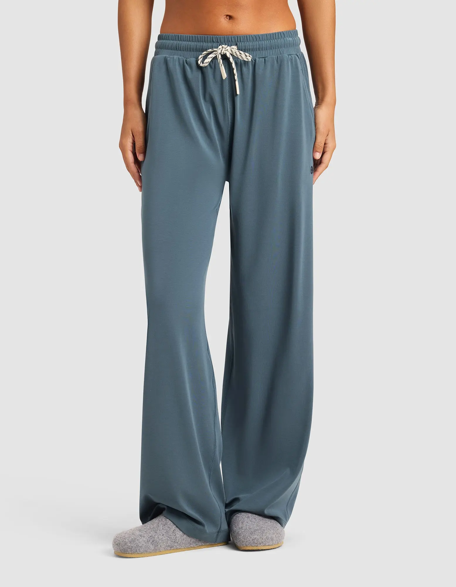 Cozy Earth Women’s Studio Wide Leg Trousers - Smooth Modal-Spandex Stretch Bottoms, Lady’s Mid-Rise Adjustable Drawstring Waist, Lightweight True Size Casual Everyday Pants
