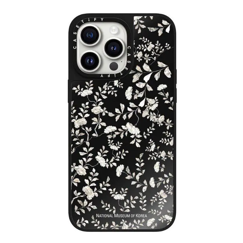 Casetify Mirror White Floral Phone Case-suitable for iphone 14 15 pro max, 14 15 pro