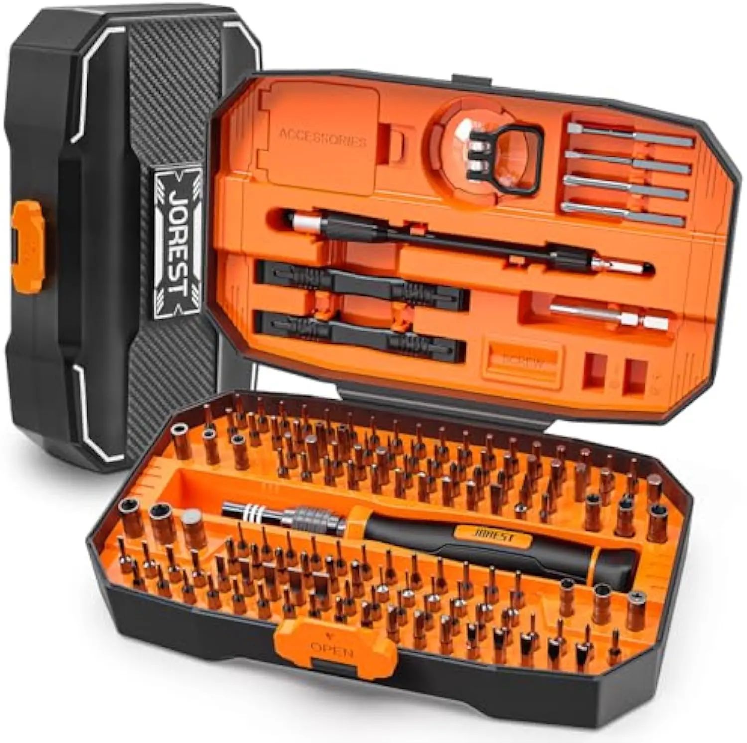 Summerfinds Jorest 152-Piece Multipurpose Precision Magnetic Screwdriver Kit - CRV Steel Components, Torx Bits, 13 Accessories, Hand Tools for Cell Phone Repair, PS5, Kindle, Drones with Suction Cup