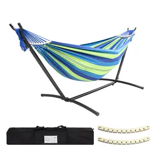 Hammock with Stand Included 450lb Capacity Steel Stand, Premium Carry Bag Included and Two Anti Roll Balance Beam