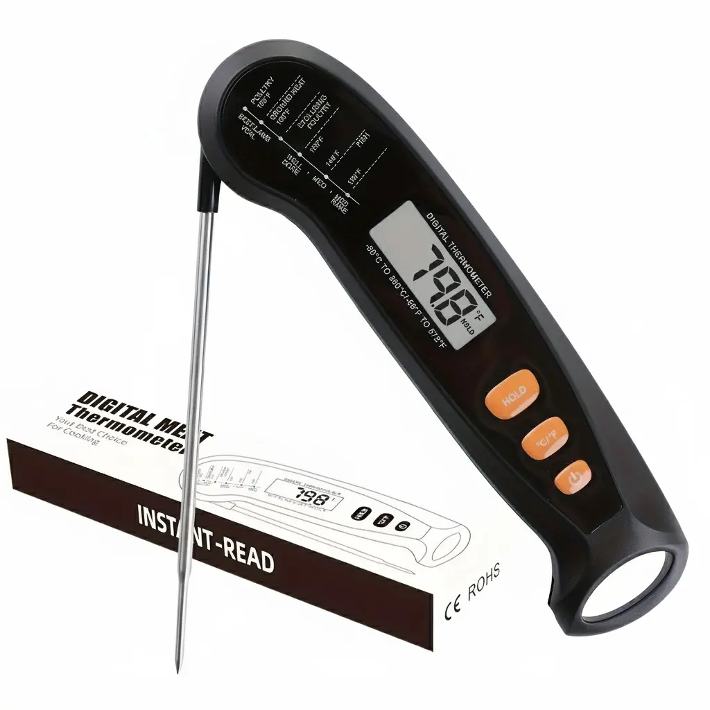 Digital Meat Thermometer - 3s Instant Read, Backlight, Magnetic, Waterproof, Hanging BBQ Kitchen Tool for Steak Grilling, Ideal Gift for Dad & Summer Holidays