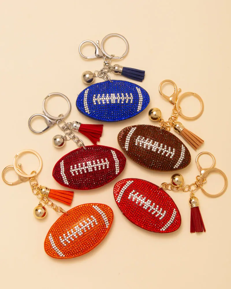 SP Sophia Collection Nicole Gameday Rhinestone Pave Tassel Football Keychain - Bling Bling Style, Aesthetic Design, Cool Accessories for Football Fashion Enthusiasts, Bling Bling Keychains