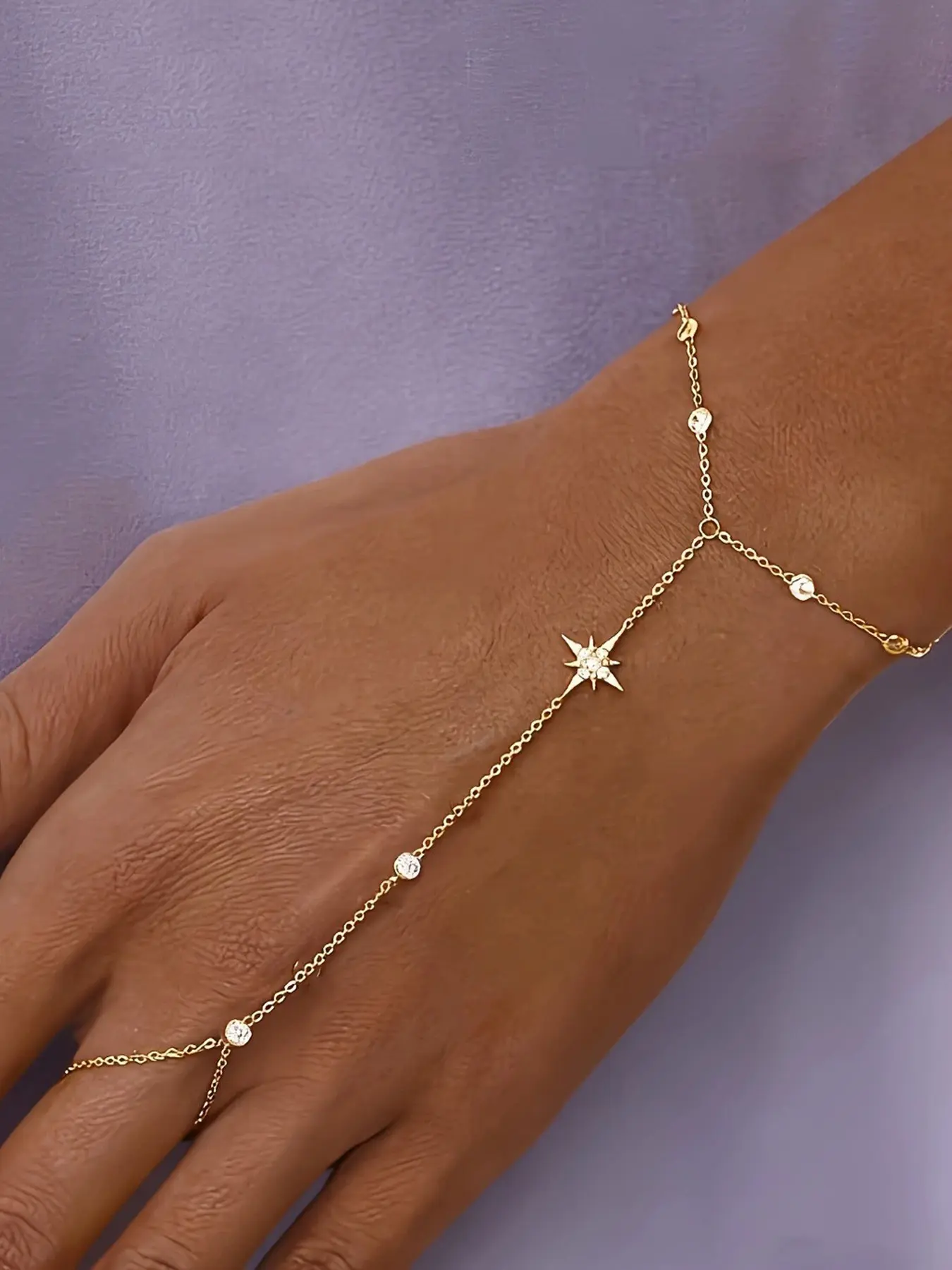 Star Hand Chain Bracelets for Women, Dainty Gold Ring Bracelet Hand Chain, Stackable Link Chain Cubic Zirconia Bracelet Body Jewelry Cute Trendy Gifts, Summer Dainty Jewelry, Trendy Stack Bangle, Stacking Bracelet, Elegant Jewelry Bracelet