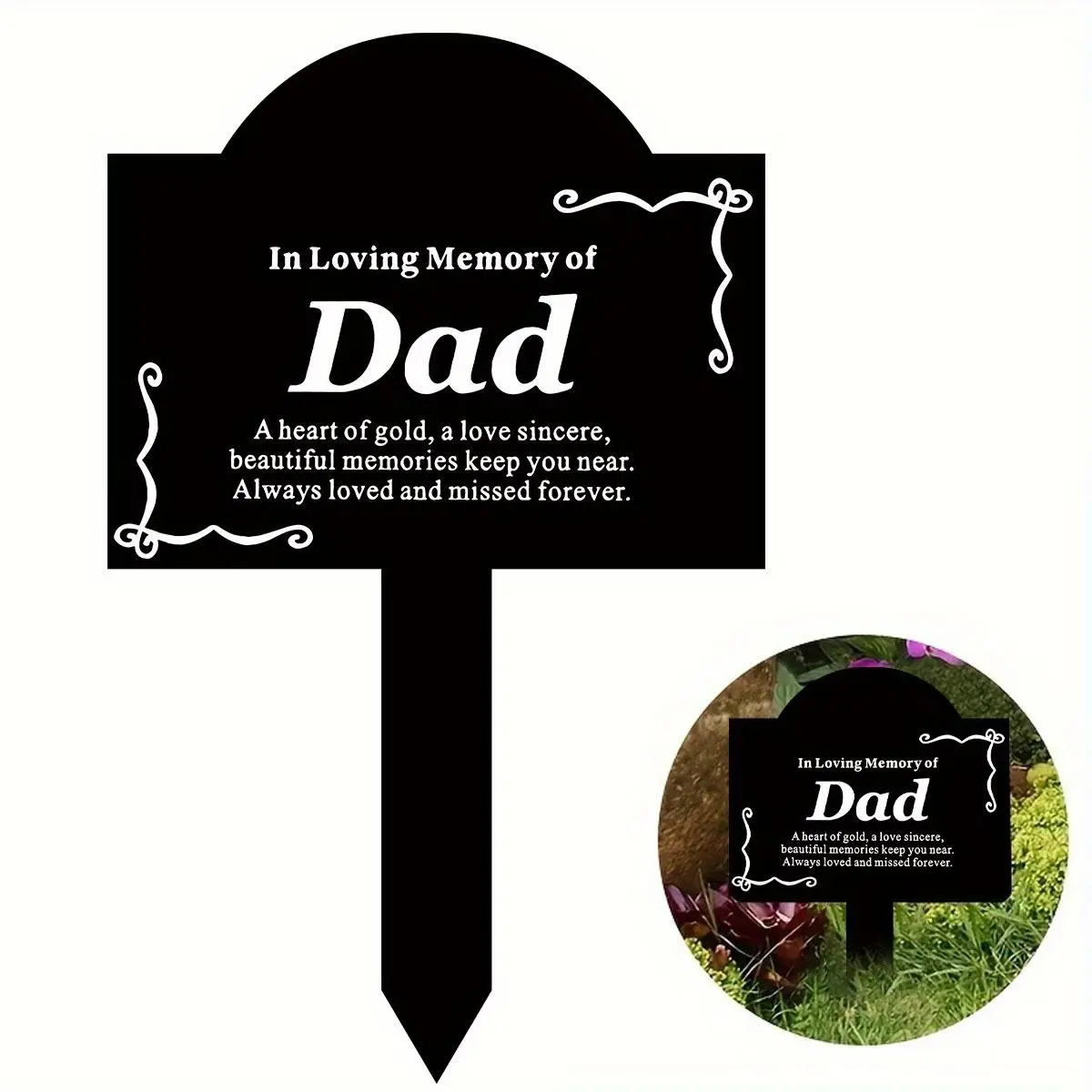 Acrylic Dad Memorial Plaque, Heartfelt Tribute to Father's Life & Legacy, Outdoor Yard, Cemetery & Garden Decor, Stake-mounted Marker for Eternal Remembrance