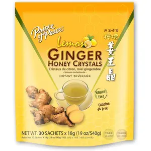 Prince of Peace Instant Lemon Ginger Honey Crystals, 30 Sachets – Instant Hot or Cold Beverage – Easy to Brew Ginger and Honey Crystals