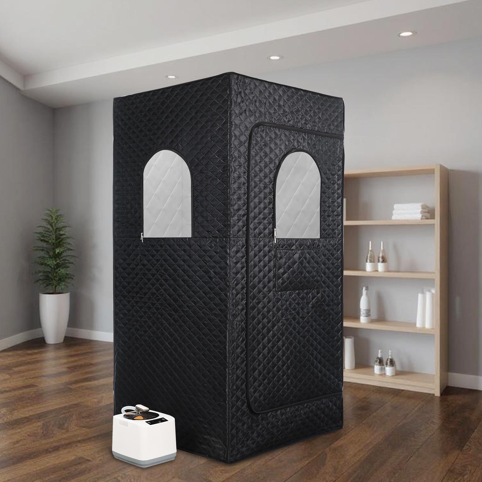 Upgraded 1200W Portable Home Steam Sauna Kit 3L Personal Sauna with Remote Control & Blue Chair for Relaxation Detoxification