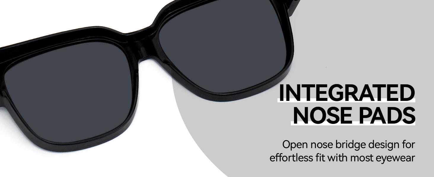 Meeloog Polarized Fit Over Glasses Sunglasses, Square Lightweight Wrap Around Shades For Women ST0898