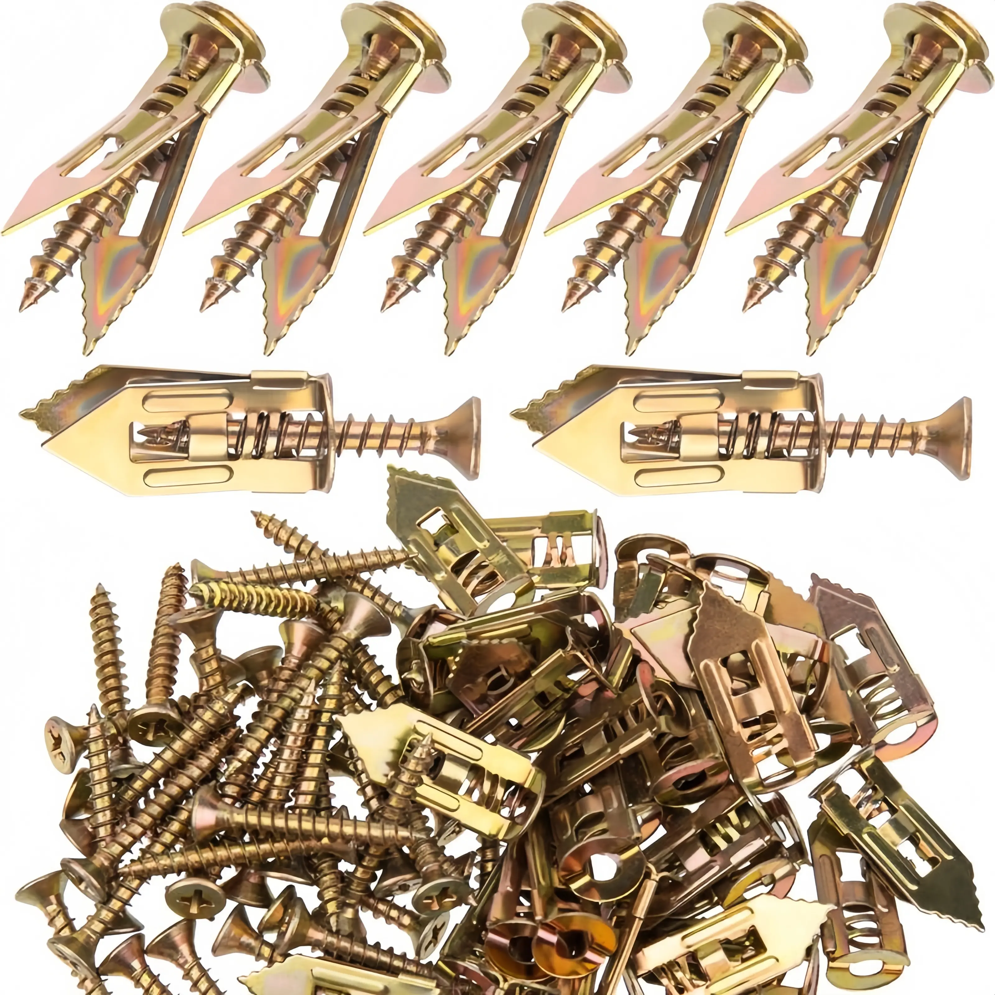 Upgraded High Hardness Self-Drilling Drywall Anchors + Screws (1 Box: 40 Anchors 12x30mm/0.47x1.18in, 20 Screws) - Hammer Strike, No Pre-Drilled Holes, Easy Application for Wall Decor, Hanging Small Pictures, Mirrors, Towel Rack, Father’s Day Gift Option