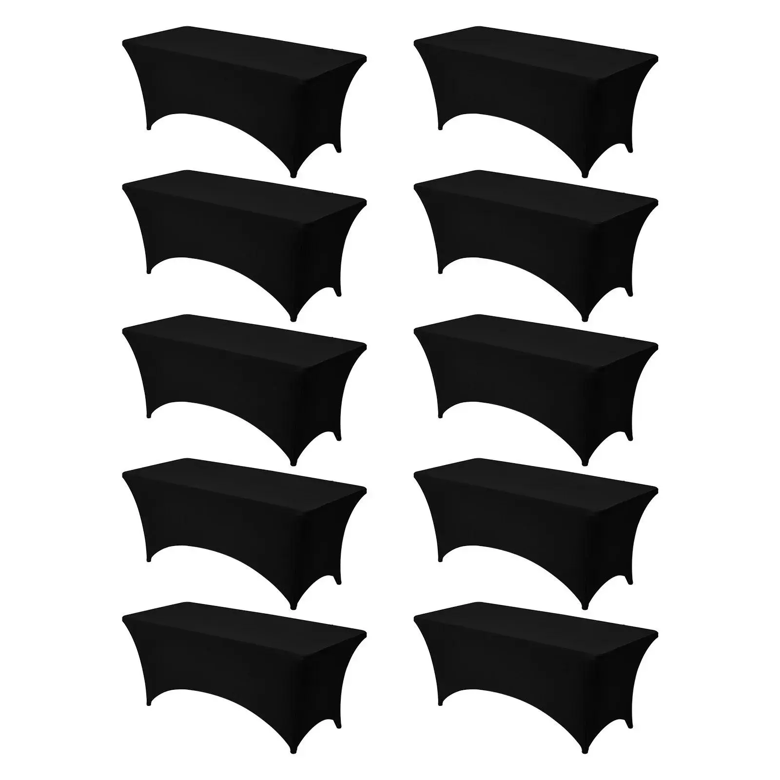 VEVOR 10-Pack 6FT Rectangular Fitted Tablecloth Set, Wrinkle-Resistant Stretch Black Spandex Cover with Tear-Resistant Seams, Reusable Stain Protection for Party, Wedding Events, Family