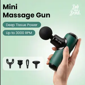 BOB AND BRAD Green Q2 Mini Pocket-Sized Adjustable Deep Tissue Massage Gun, Portable Quiet Percussion Muscle Massager with Silicone Build, Carry Case, FSA/HSA Eligible, Ideal Gift for Adults