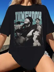 Jungkook K-Pop Idol Graphic T-Shirt, Bangtan Inspired Fan Shirt, Retro Concert Style Unisex Streetwear Tee