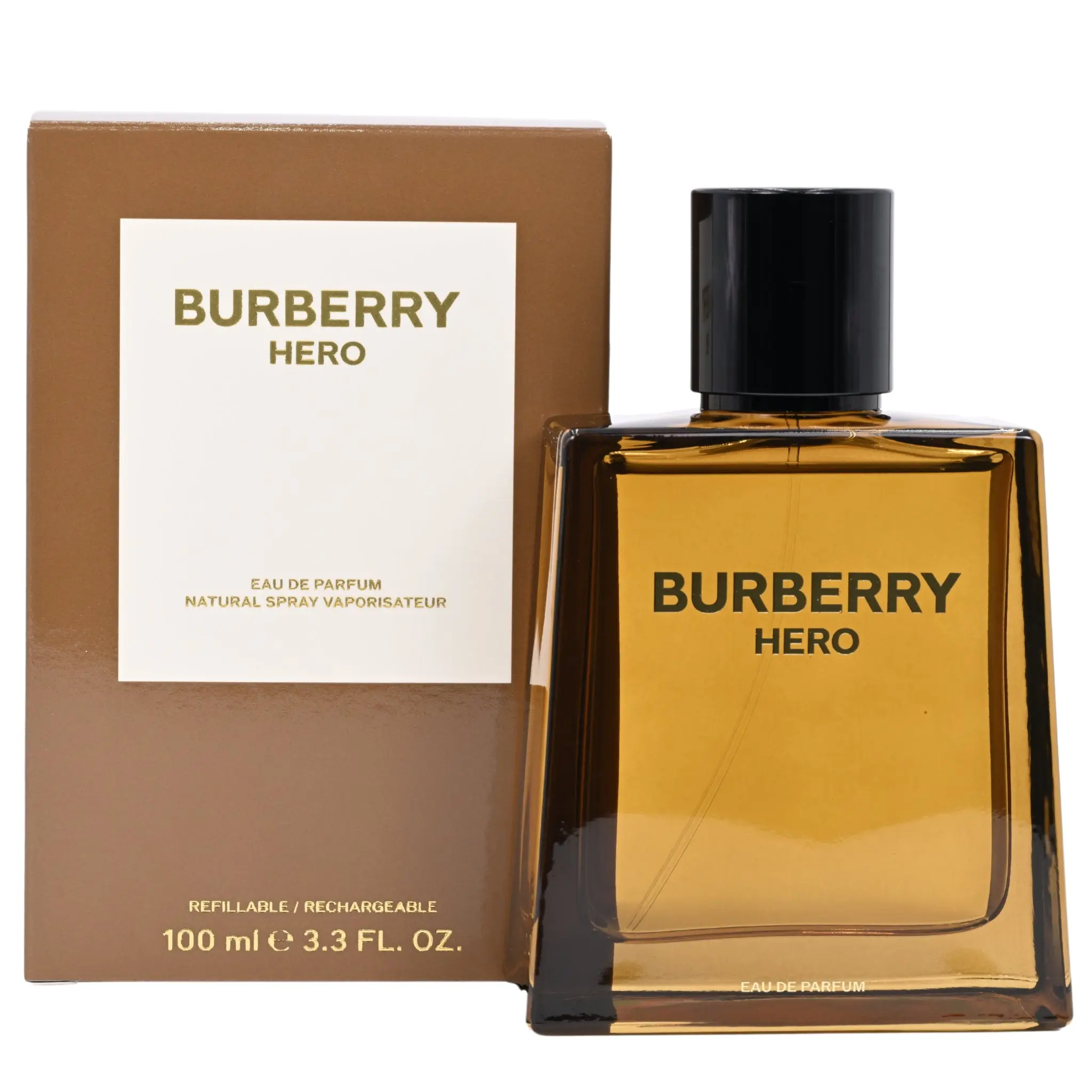 Burberry Hero Eau de Parfum for Men, 3.3 fl oz-3.4 fl oz, Woody Fresh Masculine Luxury-Inspired Strong Botanical Elevated Fragrance with Incense Base, New in Box, Botanical Men's Fragrance, Elevated Men's Fragrance