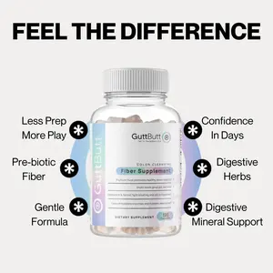 GuttButt - Fiber Pills for Bottoms - More Freedom, Confidence, Spontaneity, All Natural Multi Fiber Supplement with Psyllium Husk, Prebiotic Inulin, Fennel Seed, Cardamom, Digestive Mineral Support.