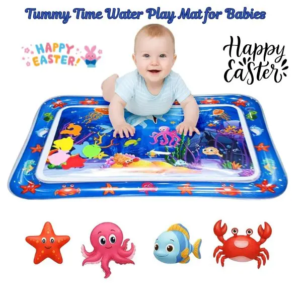Inflatable Ocean Theme Tummy Time Water Play Mat - BPA, Latex & Phthalate-Free Multifunctional Sensory Baby Toy with Touch Feature, All-Seasons Motor Skills Development Playgym for 3-24 Months, 9-12 Months Indoor Activity Center