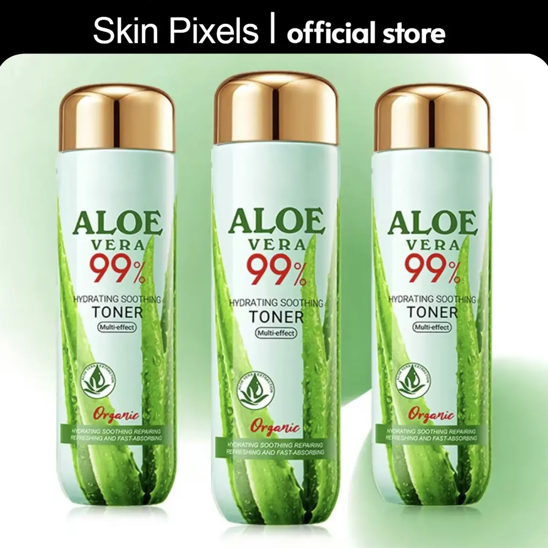 Hydrating Face Toner with 99% Aloe Vera & Hyaluronic Acid, Soothing Moisturizer for All Skin Types, 3 Pack, 4.58 oz